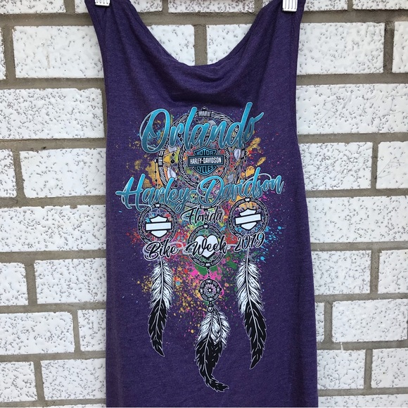 Harley Davidson Orlando Florida Bike Week 2019 Purple Dreamcatcher Tank Size S - Picture 4 of 13